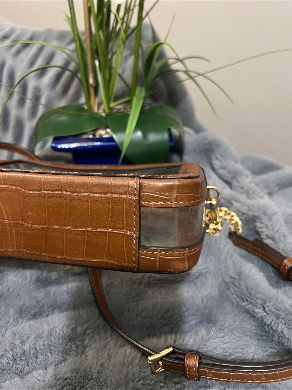 Michael Kors Ginny Camera Brown Clear Crossbody Bag EUC retail $158 - Picture 7 of 9